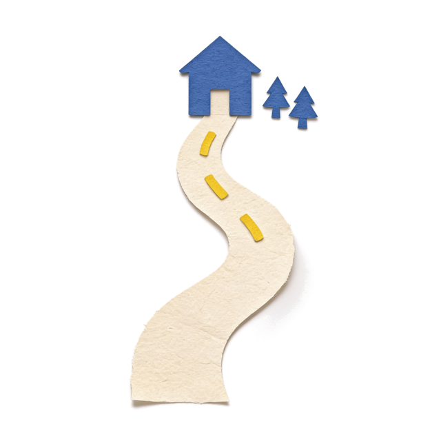 Cesta jako papírová ilustrace